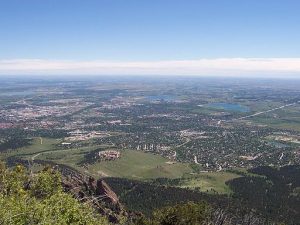 iew of Boulder from Bear Peak. University of Colorado far left.